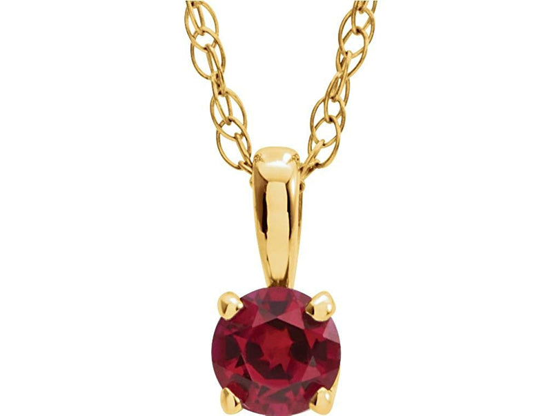 Children's Imitation Ruby 'July' Birthstone 14k Yellow Gold Pendant Necklace, 14"