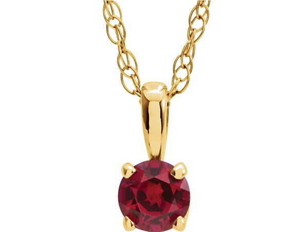 Children's Ruby 'July' Birthstone 14k Yellow Gold Pendant Necklace, 14"