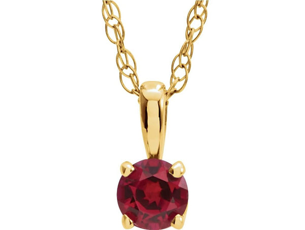 Children's Chatham Created Ruby 'July' Birthstone 14k Yellow Gold Pendant Necklace, 14"