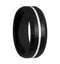 Men's Black Ceramic, Sterling Silver Inlay Stripe 8mm Comfort-Fit Band