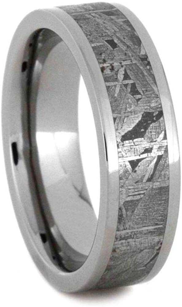 Gibeon Meteorite Inlay 6mm Comfort Fit Titanium Wedding Band, Size 10.5