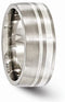 Edward Mirell Titanium and Sterling Silver Two-Tone Flat 9mm Wedding Band