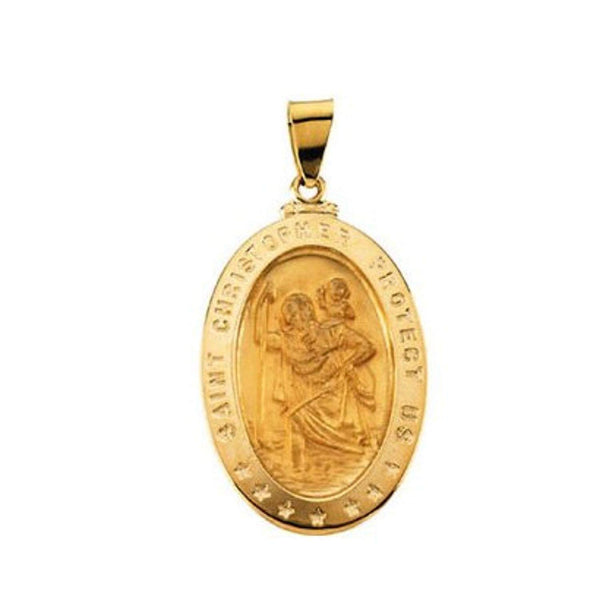 18k Yellow Gold Oval St. Christopher Medal (29x20 MM)