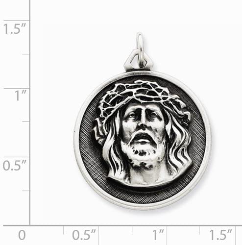 Sterling Silver Antiqued Ecce Homo Medal (32X24MM)