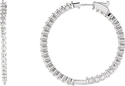 CZ Hoop Earrings, Sterling Silver (42mm)