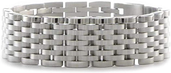 Men's Polished and Brushed Stainless Steel 19mm Link Bracelet, 8 Inches