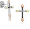 Ave 369 Antiquing with Beveled Edge Cross Earrings, Sterling Silver, 12k Green and Rose Gold Black Hills Gold Motif