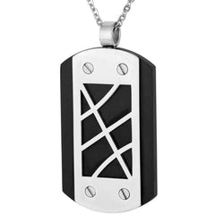 Men's Two-Tone Black-Plated Dog Tag Pendant Necklace, Stainless Steel, 24"