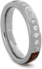 9-Stone Diamond Honduran Rosewood Burl Titanium Band, Honduran Rosewood Burl Wood Band, Couples Wedding Set, M15-F4.5