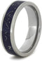 Blue Stardust, 14k White Gold, Meteorite Shavings 6mm Comfort-Fit Titanium Band, Size 15.25