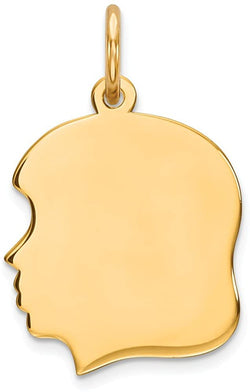 Girl's Gold-Plated Sterling Silver Girl Head Disc Charm (21X13MM)