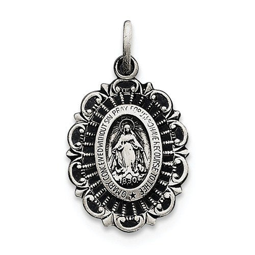 Sterling Silver Antiqued Miraculous Medal(27X15MM)