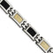 Men's Stainless Steel 12mm 14k Yellow Gold Filled and Carbon Fiber Inlay Bracelet, 8"