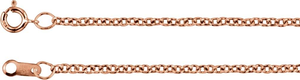 1.5mm 14k Rose Gold Solid Cable Chain, 16"