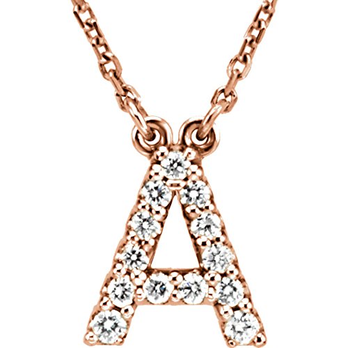 14k Rose Gold Diamond Initial 'A' 1/6 Cttw Necklace, 16" (GH Color, I1 Clarity)