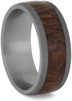 Leopard Wood 8mm Sandblasted Comfort-Fit Titanium Wedding Band, Size 7.5