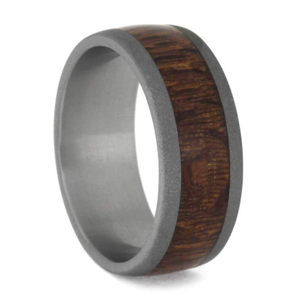 Leopard Wood 8mm Sandblasted Comfort-Fit Titanium Wedding Band