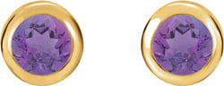 February Birthstone Stud Earrings, 14k Yellow Gold