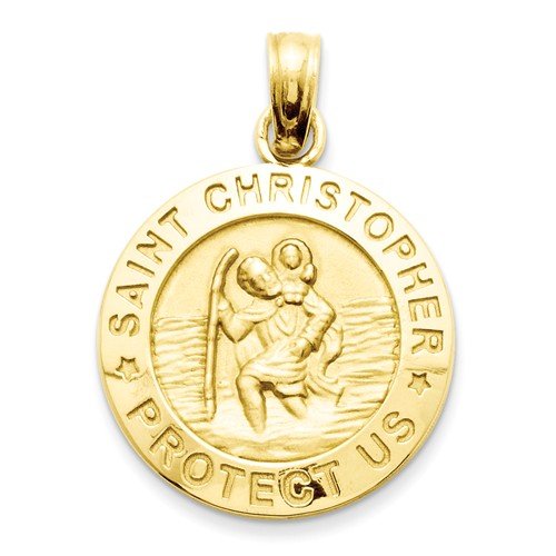 14k Yellow Gold St. Christopher Medal Charm Pendant (22X15 MM)