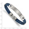 Men's Polished Stainless Steel 9.2mm Blue IP-Plated Cable Blue CZ ID Bracelet, 7.25"