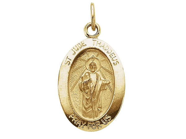 14k Yellow Gold St. Jude Thaddeus Oval Medal (18.75x13.5MM)