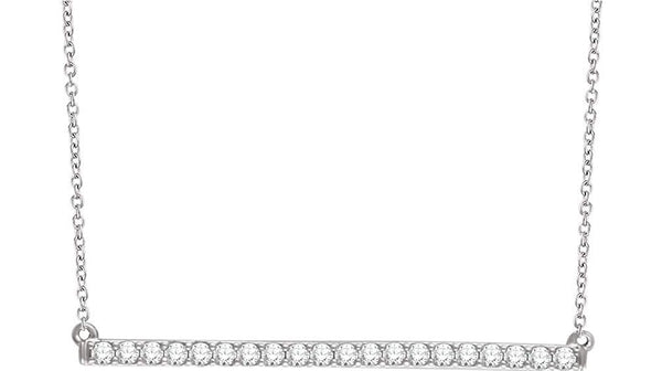 Diamond Bar Necklace in 14k White Gold, 18" (1/2 Cttw)