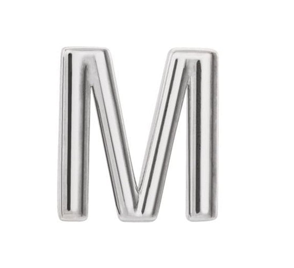 Platinum Initial Letter 'M' Stud Earring (Single Earring)
