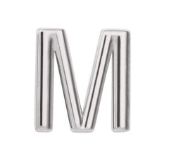 Initial Letter 'M' Rhodium-Plated 14k White Gold Stud Earring (Single Earring)