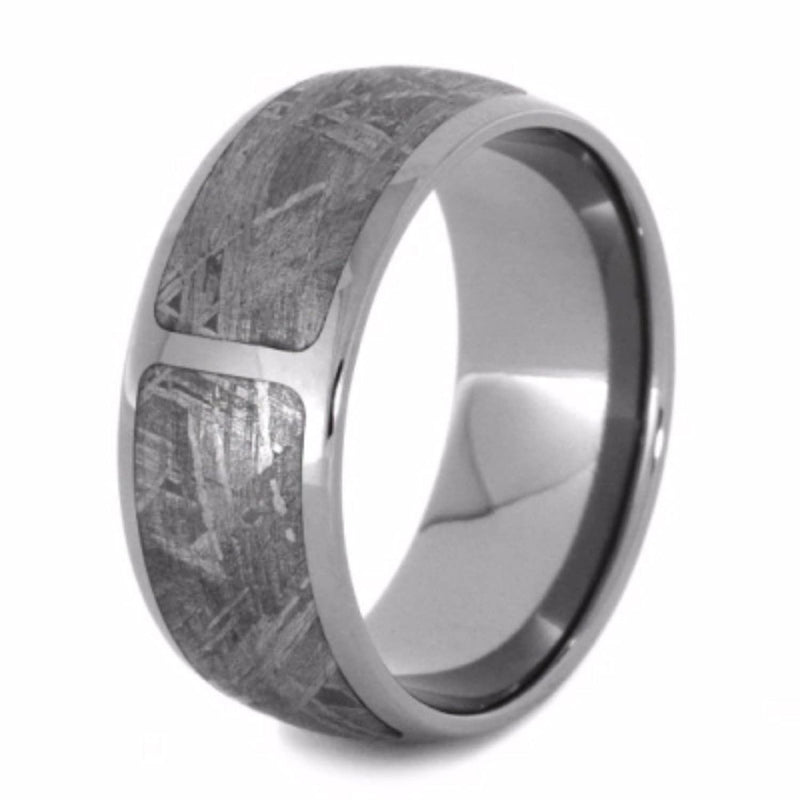 Sectioned Gibeon Meteorite 9mm Comfort-Fit Titanium Wedding Band, Size 6.5