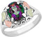 Mystic Fire Topaz Fancy Scroll Ring, Sterling Silver, 12k Green and Rose Gold Black Hills Gold Motif, Size 2.25