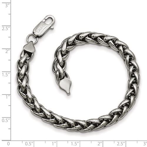 Men's Stainless Steel 6mm Basket Weave Bracelet, 8.5 Inches