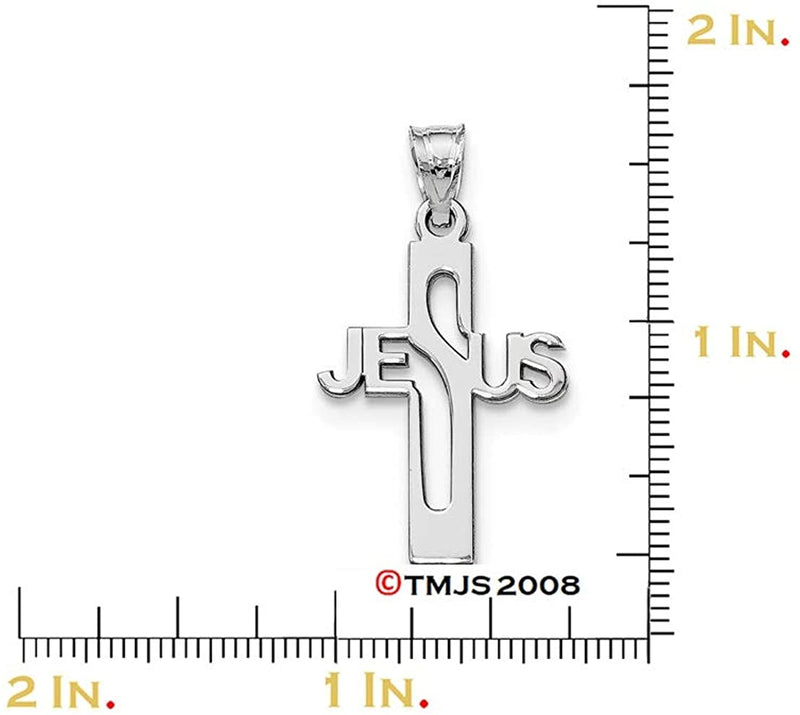 Rhodium-Plated Sterling Silver Jesus' Cross Cut-Out Charm Pendant