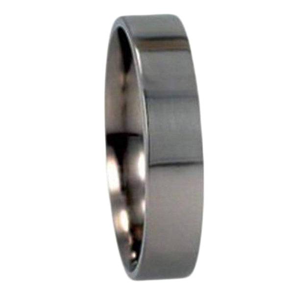 Flat Profile 5mm Comfort-Fit Titanium Wedding Band, Size 10