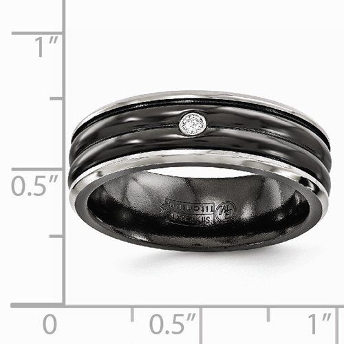 Diamond Collection in Black Titanium 7MM Grooved Band (.03 Ct, G-I, I1)