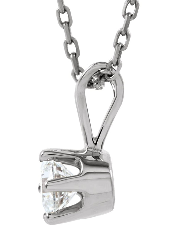 Diamond Solitaire Pendant Necklace, Rhodium Plate 14k White Gold, 18" (1/4 Ctw, GH Color, I1 Clarity)