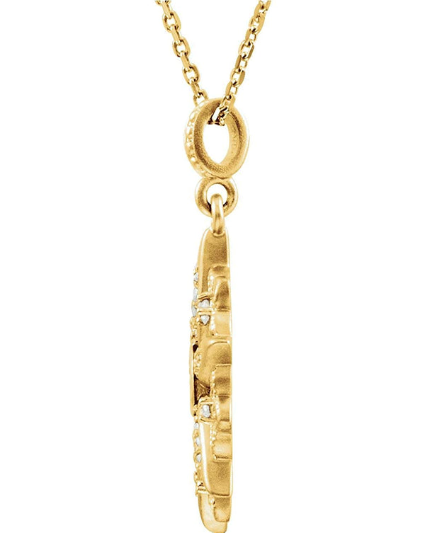 Diamond Vintage-Style Starburst 14k Yellow Gold Pendant Necklace, 18" (1/3 Cttw)