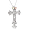 Filigree Cross Pendant Necklace, Sterling Silver, 12k Green and Rose Gold Black Hills Gold Motif, 18"