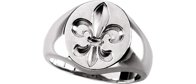 Sterling Silver Fleur de Lis Signet Ring, Size 11