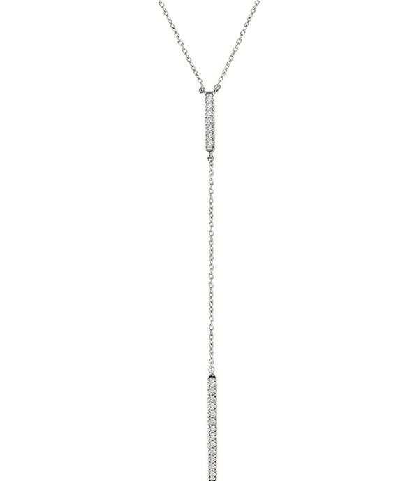 Diamond Bar Y Necklace in 14k White Gold, 16-18" ( 1/5 Ctw, Color H+, Clarity I1)