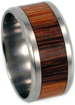 Marble Wood Inlay 10mm Comfort Fit Matte Titanium Wedding Band, Size 8.75