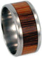 Marble Wood Inlay 10mm Comfort Fit Matte Titanium Wedding Band, Size 8.75