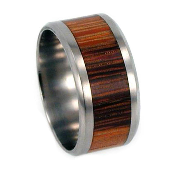 Marble Wood Inlay 10mm Comfort Fit Matte Titanium Wedding Band, Size 10