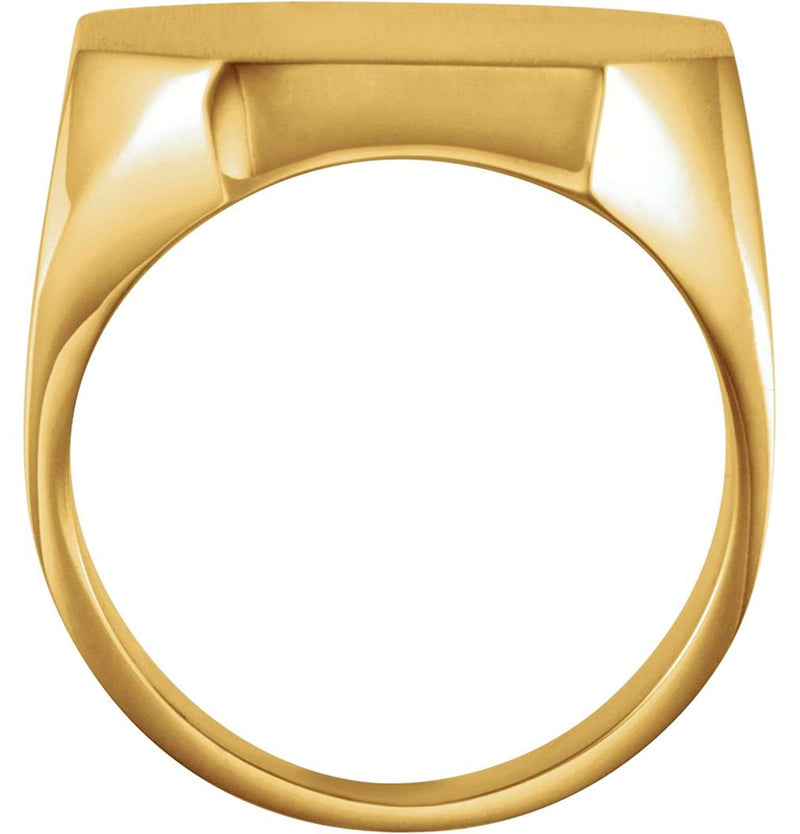 Men's 10k Yellow Gold Satin Brushed Octagon Signet Ring, 22x20mm