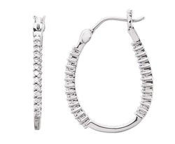 Diamond Inside-Outside Hoop Earrings, 14k White Gold (1/4 Ctw, Color G-H, Clarity I1 )