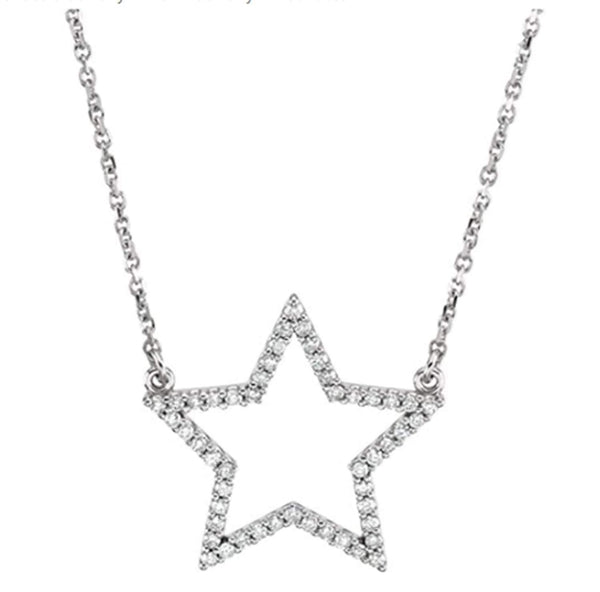 14k White Gold .25 Cttw. Diamond Star Necklace