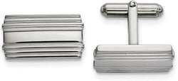 Stainless Steel Striped Texture Cuff Links, 19.13x17.4MM