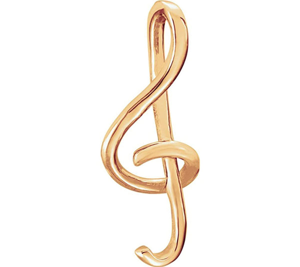 Sliding Treble Clef Musical Note 14k Rose Gold Pendant