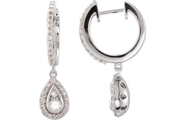 Diamond Halo-Style Hoop Earrings, 14k White Gold (1/2 Ctw, Color H-I, Clarity I1)
