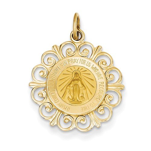 14k Yellow Gold Miraculous Medal Charm (23X19MM)