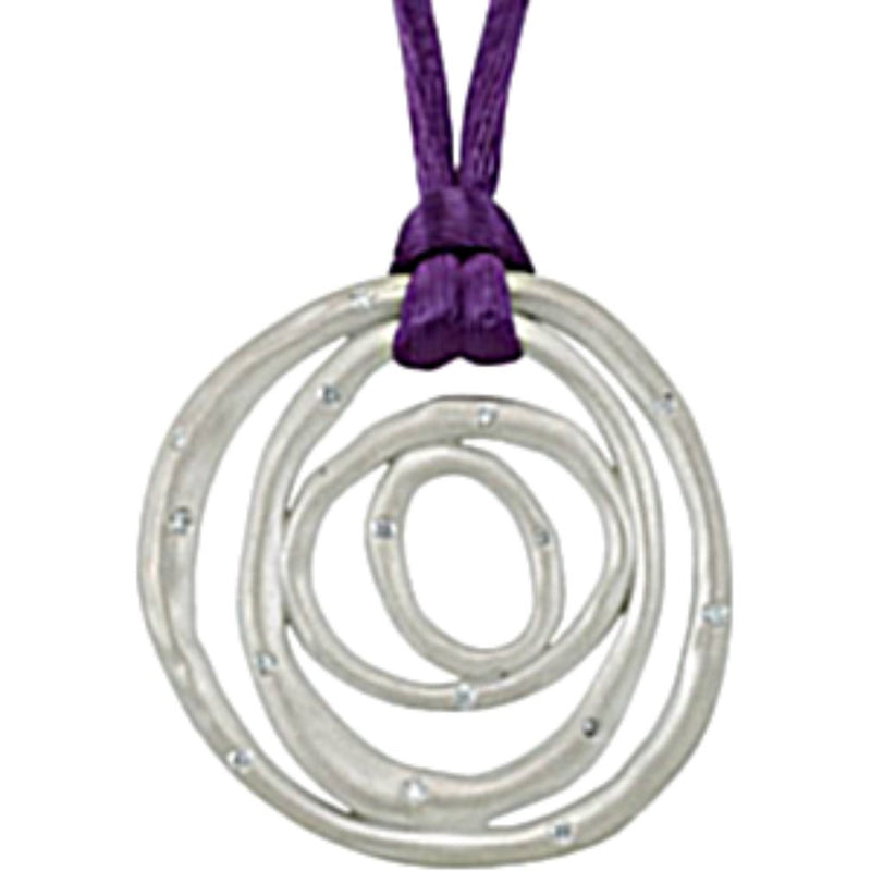 Diamond Circles Pendant in Sterling Silver with Purple Cord, 18" (1/5 Cttw)